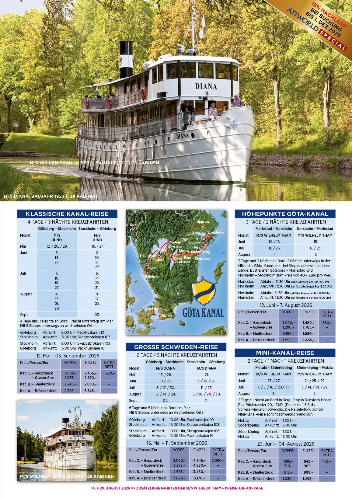 Göta Kanal Klassische Kanalreise und Höhepunkte