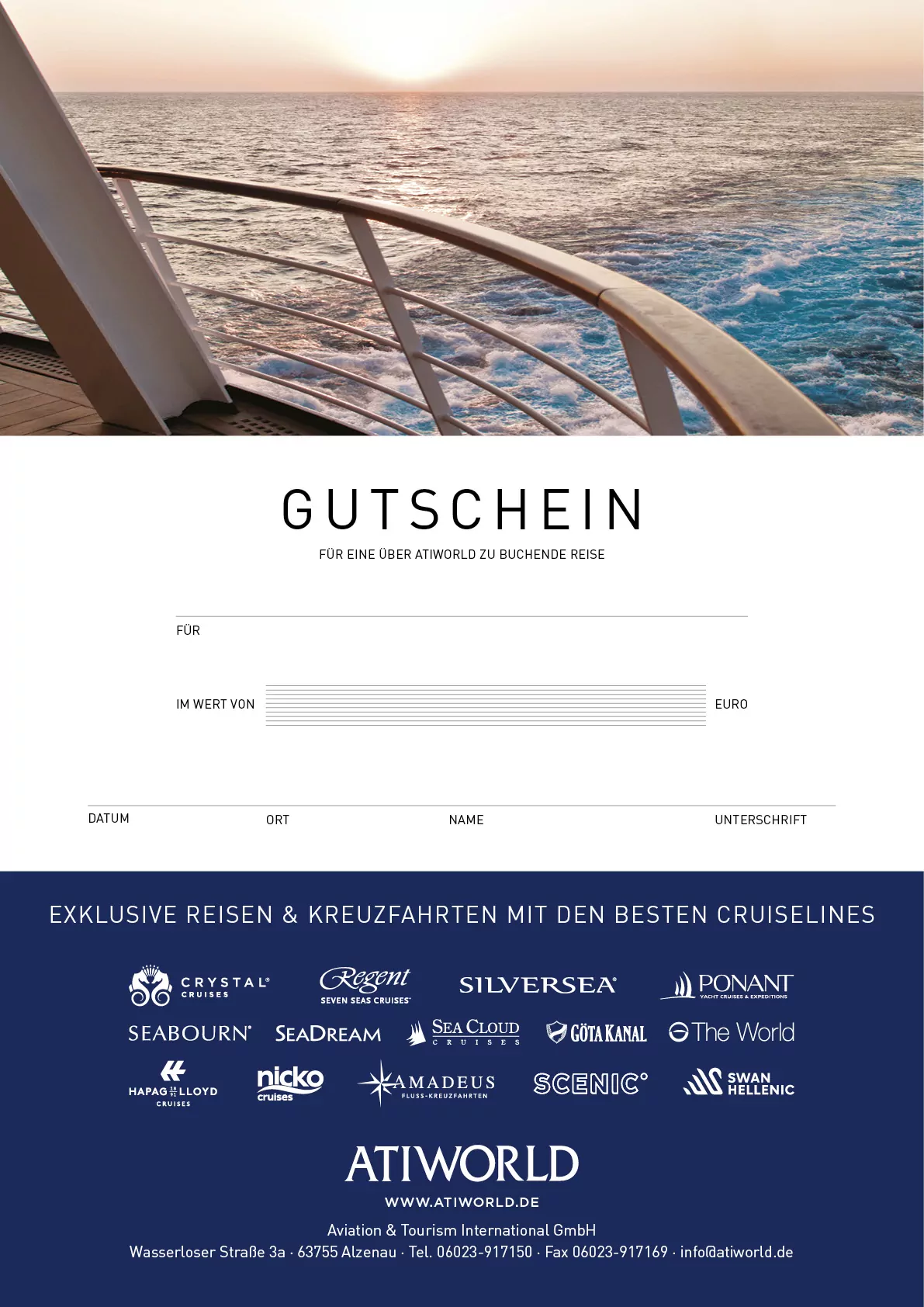 Gutschein für eine Reise buchbar bei ATIWORLD