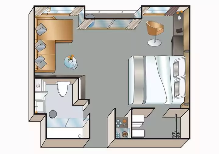 Suitenplan Amadeus Ssuite auf dem Flusskreuzfahrtschiff Anadeus Queen