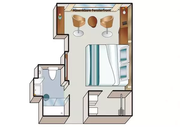 Suitenplan der Kabine Kategorie A1, B1 und B4 auf dem Flusskreuzfahrtschiff Amadeus Star