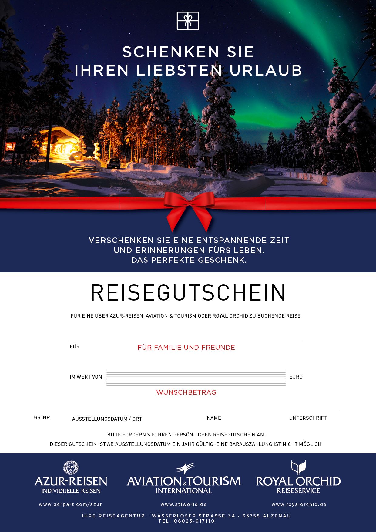 Gutschein zu Weihnachten für eine Kreuzfahrt oder sonstige Reise