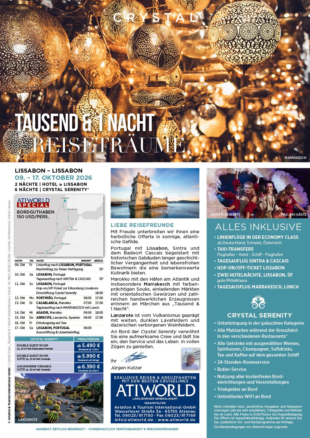 Crystal Serenity Lissabon-Lissabon Oktober 2026