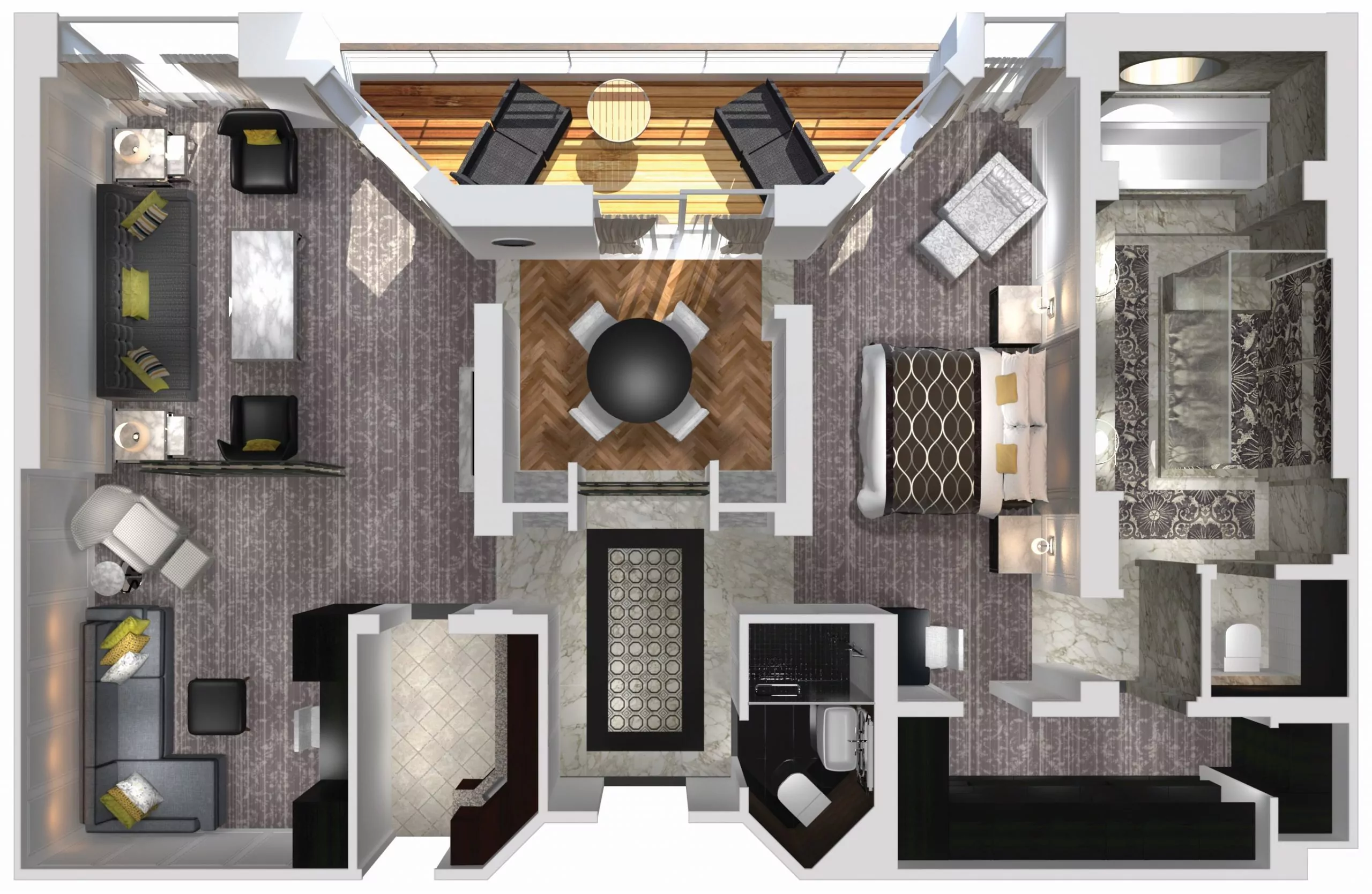 Suitenplan Penthouse Suite auf der Crystal Serenity