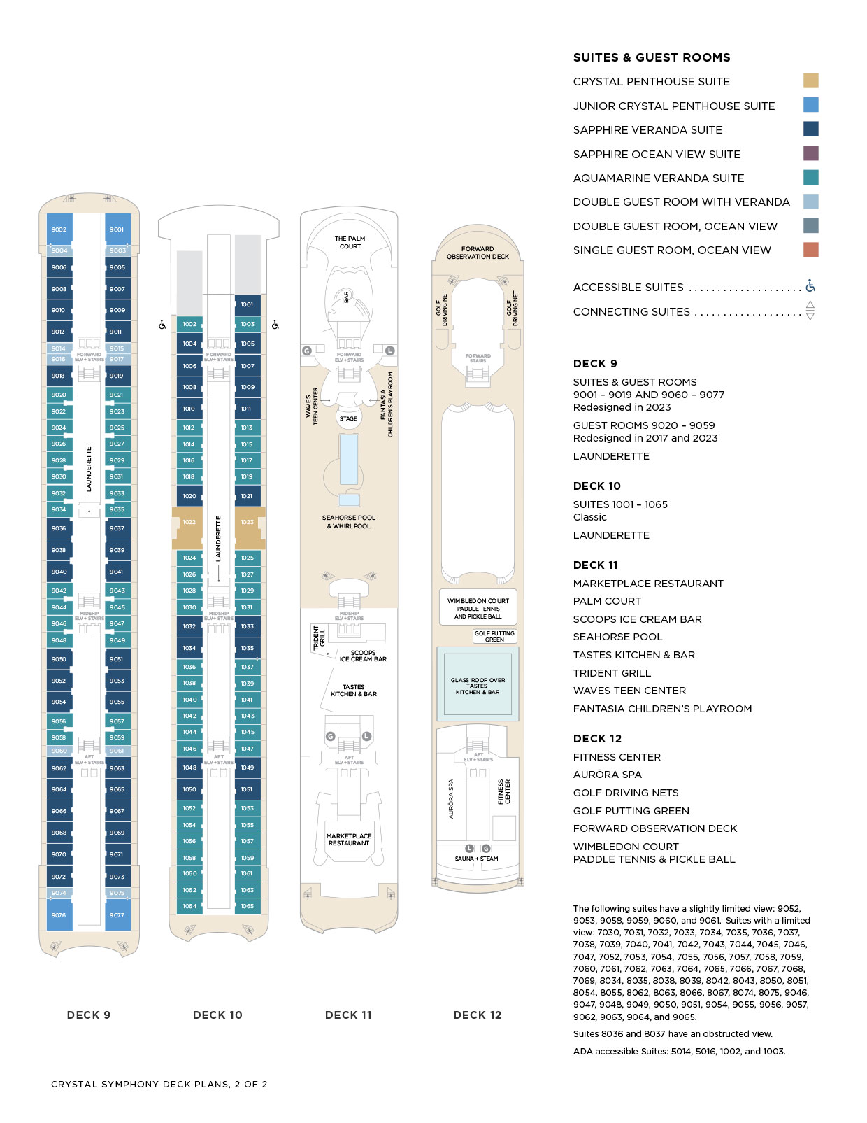 Deckpläne Crystal Symphony Deck 9 bis Deck 12