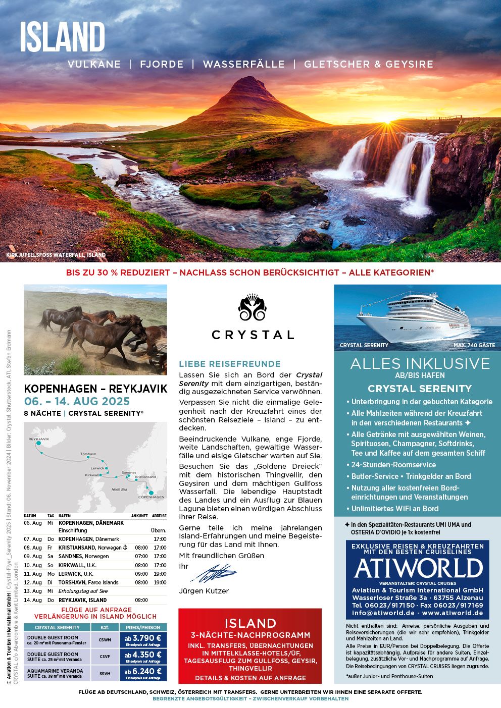 Crystal Serenity - Kopenhagen - Island und weitere reduzierte Voyages