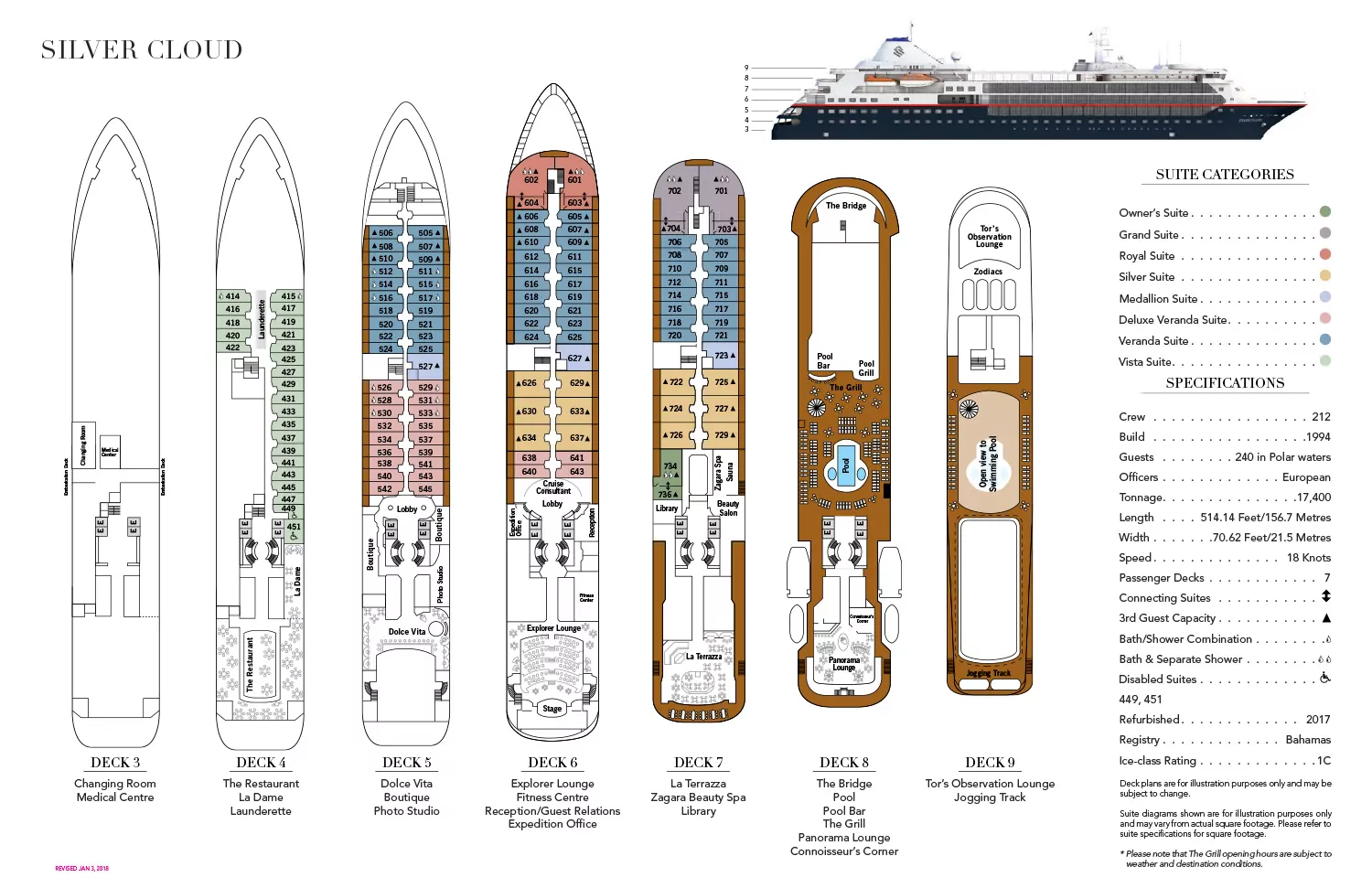 Deckpläne Expeditionsschiff Silver Cloud