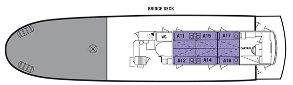 Göta Kanal MS Wilhelm Tham Deckplan Brückendeck