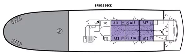 Göta Kanal MS Wilhelm Tham Deckplan Brückendeck