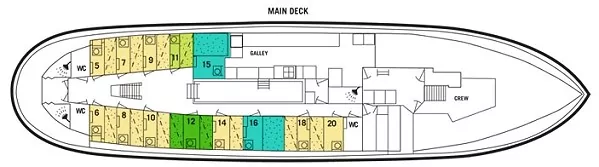 Göta Kanal MS Wilhelm Tham Deckplan Hauptdeck