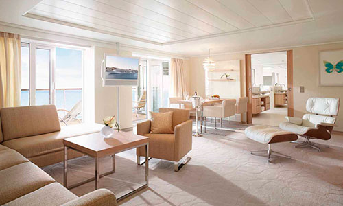 Wohnraum Owner Suite auf dem Luxuskreuzfahrtschiff MS Europa 2
