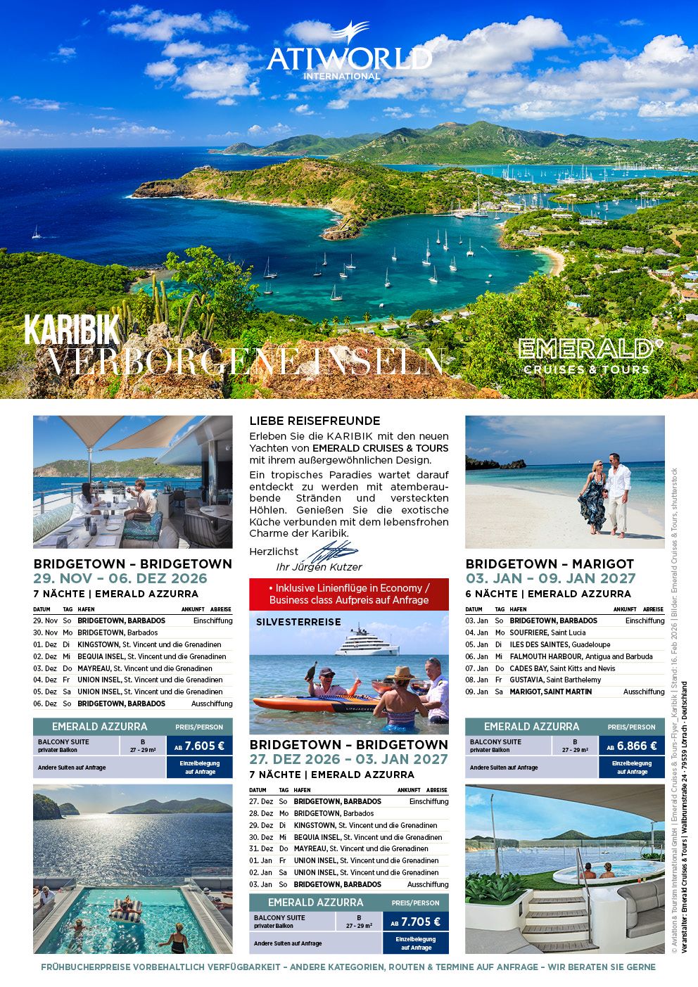 Verborgene Inseln der Karibik mit Yacht Emerald Azzurra