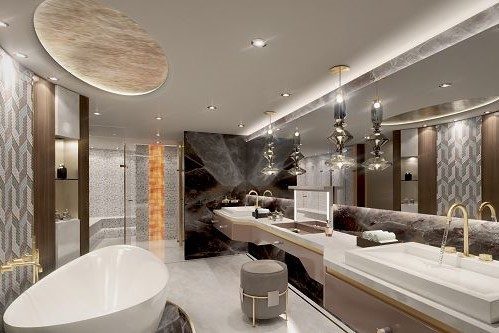 Bad mit Badewanne und Dusche