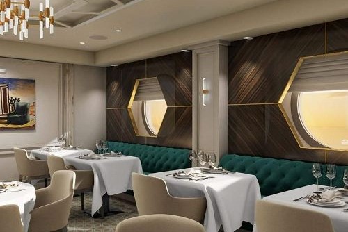 Restaurant Tische und Fenster auf Explora