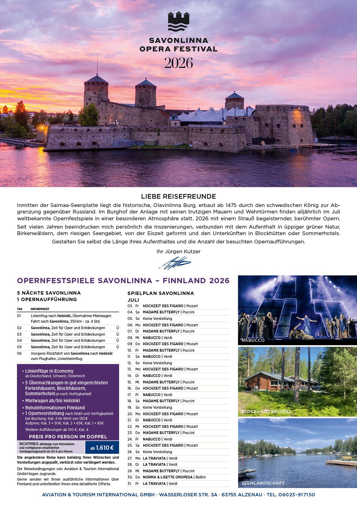 Opernfestspiele Finnland Savonlinna 2026