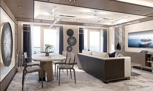 Wohn- und Essbereich in der Grandeur Suite