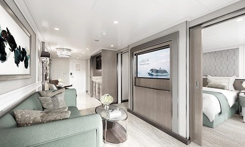 Wohn- und Schlafzimmer der Penthouse Suite auf der Regent Grandeur