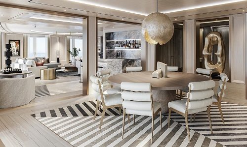 Blick in Regent Suite auf der Grandeur mit Ess- und Wohnzimmer