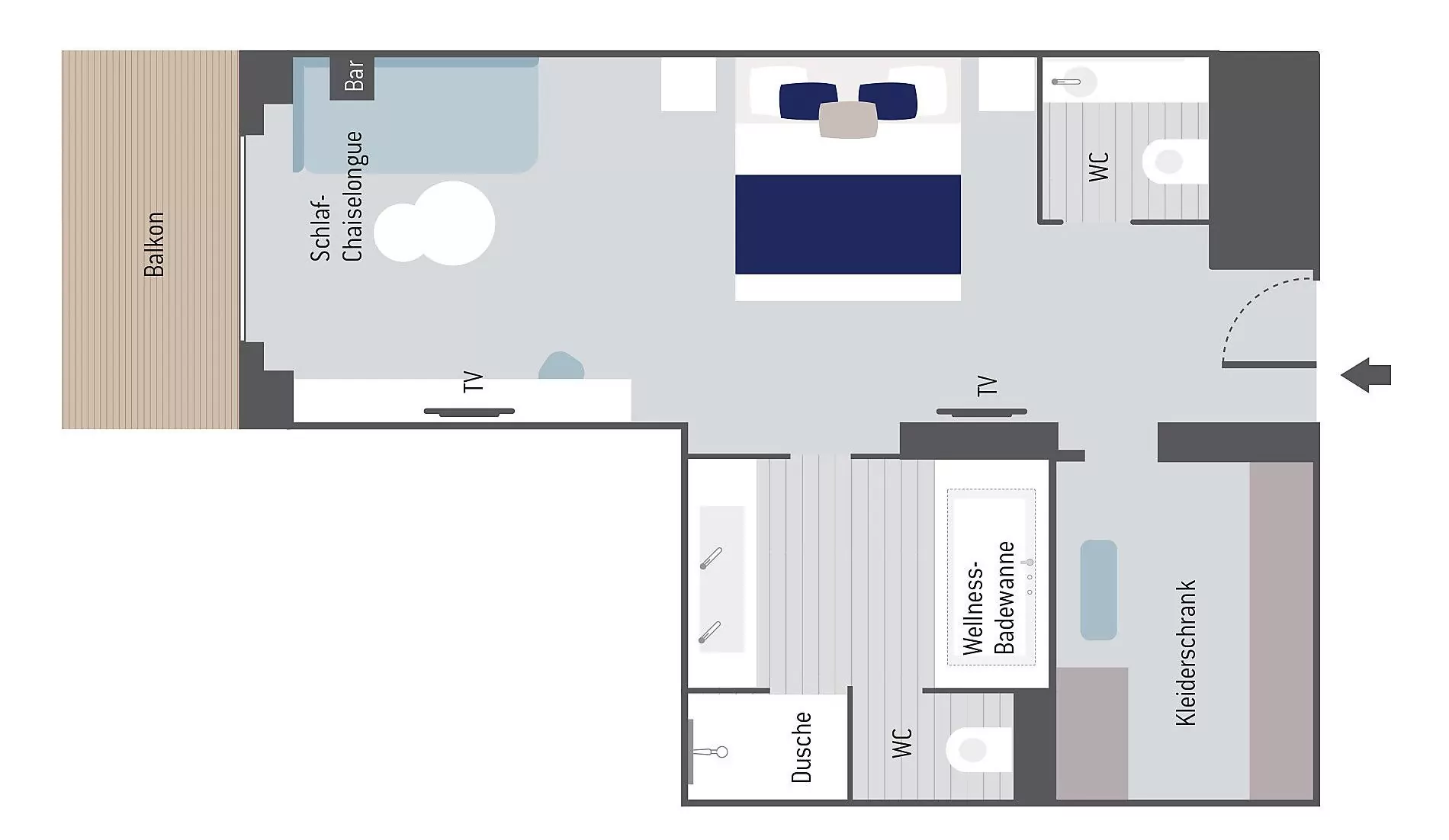 Suitenplan Grand Prestige Suite auf dem Expeditionsschiff Charcot