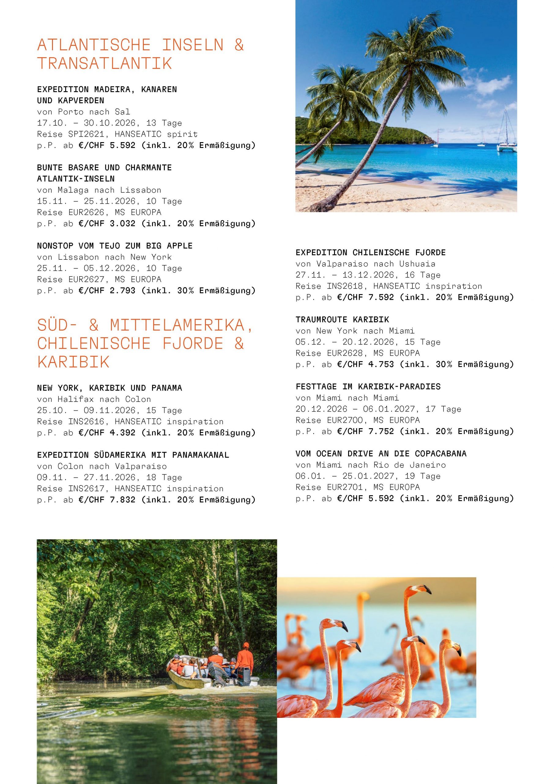 Hapag LLoyd Cruises Frühjahr 2026 reduzierte Reisen