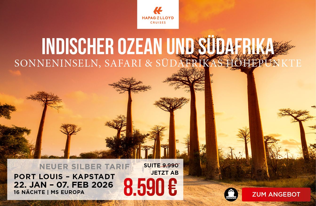 Indischer Ozean und Südafrika mit MS Europa von Port Louis nach Kapstadt
