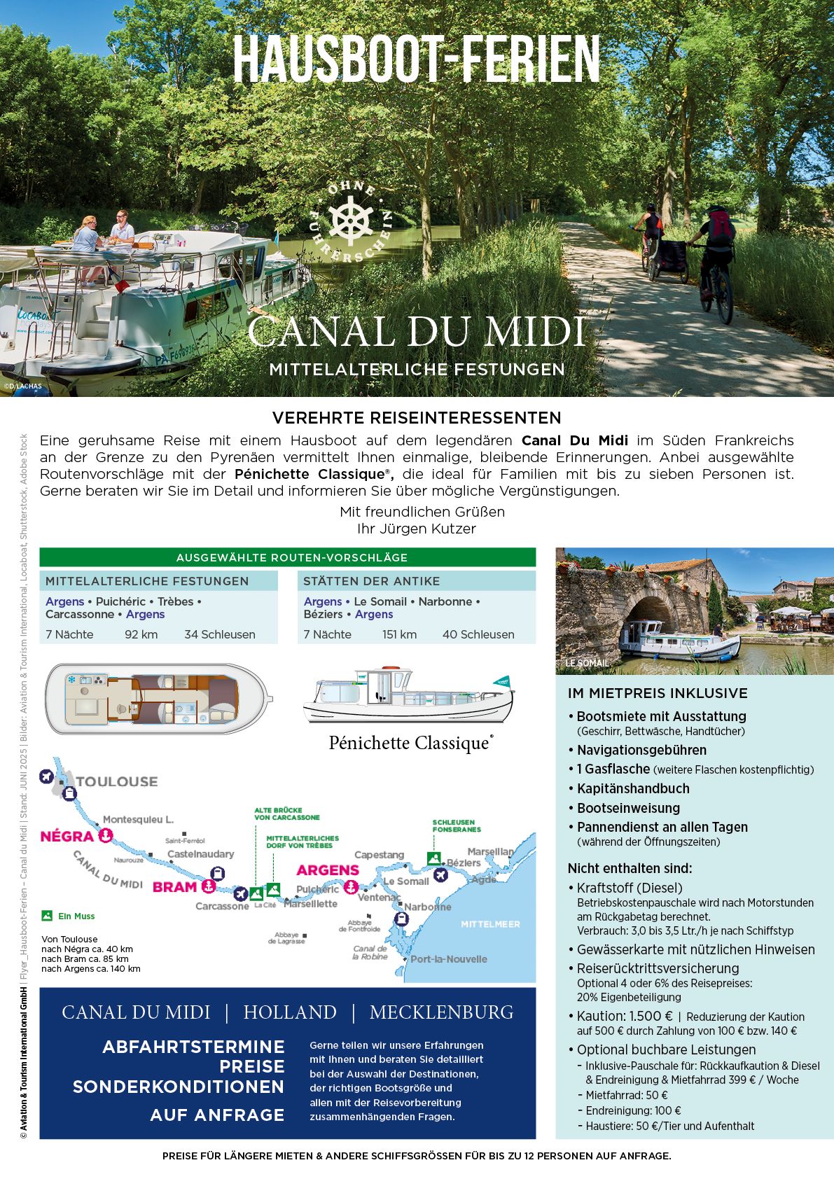 Hausbootferien Canal du Midi Frankreich