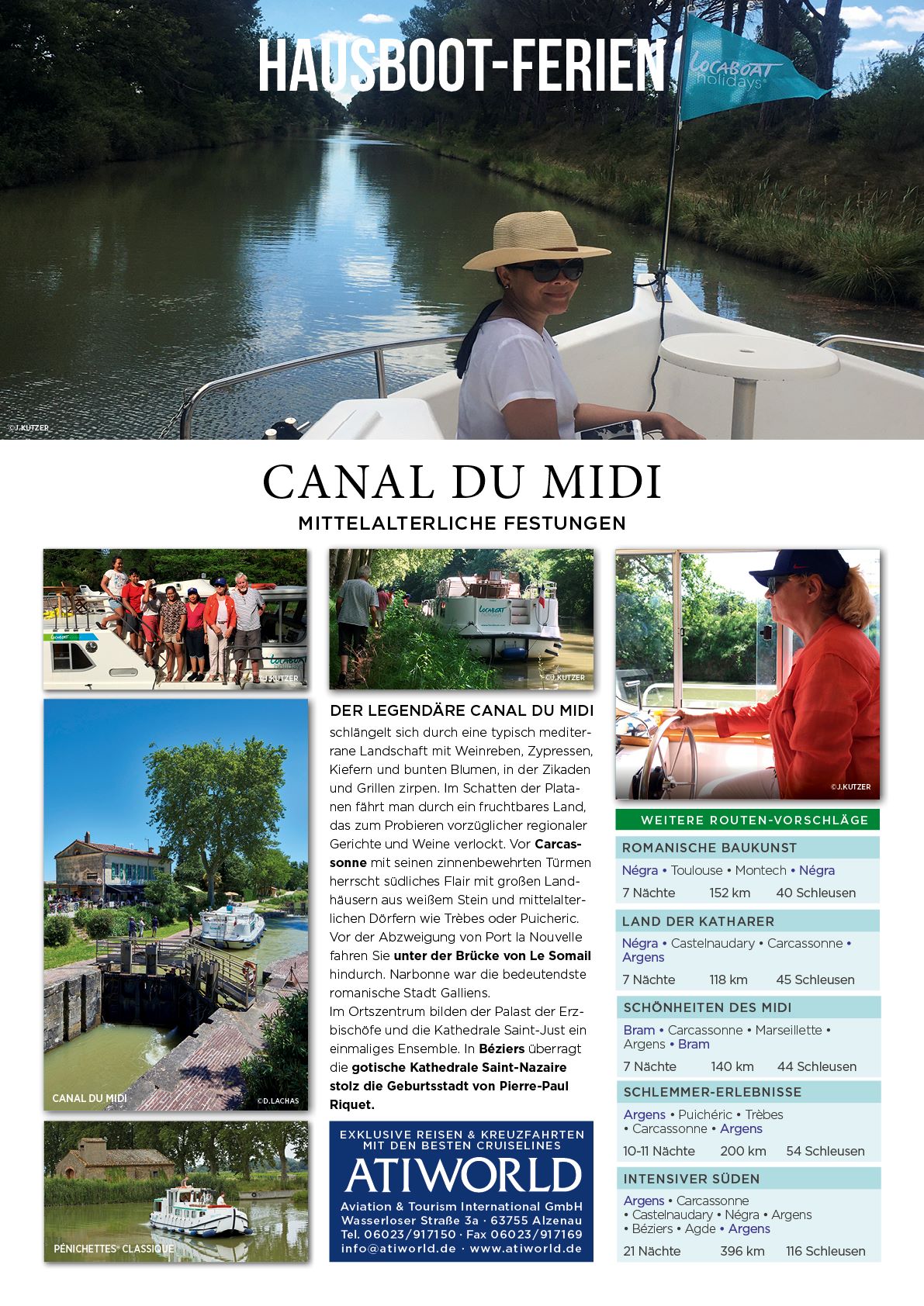 Hausbootferien ohne Führerschein auf dem Canal du Midi