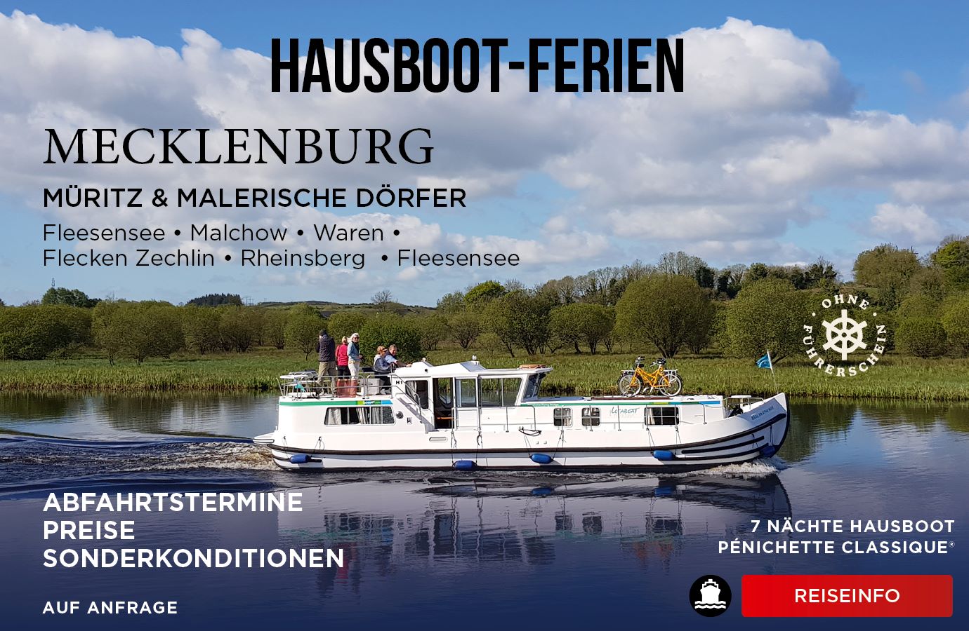 Hausboot Ferien in Mecklenburg