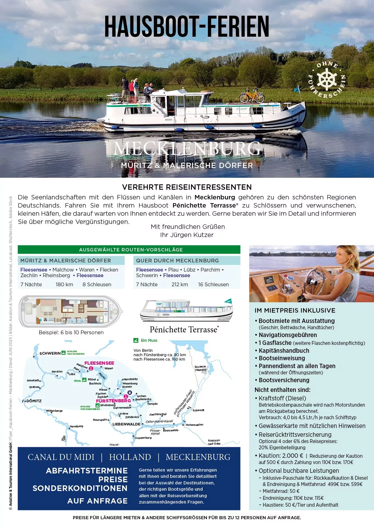 Mit dem Hausboot auf dem Müritzsee und Flüssen in Mecklenburg