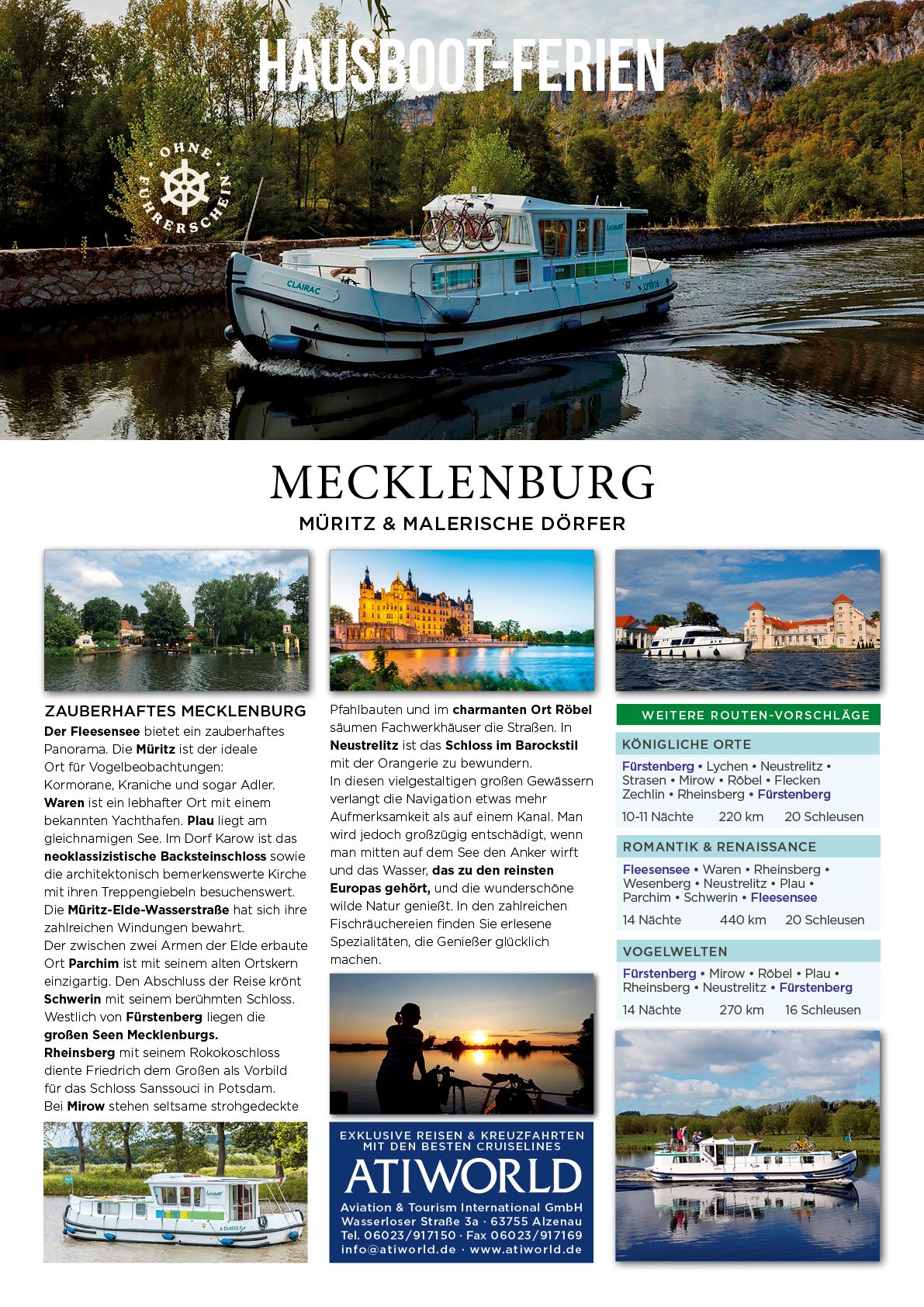 Hausboot Ferien ohne Führerschein in Mecklenburg