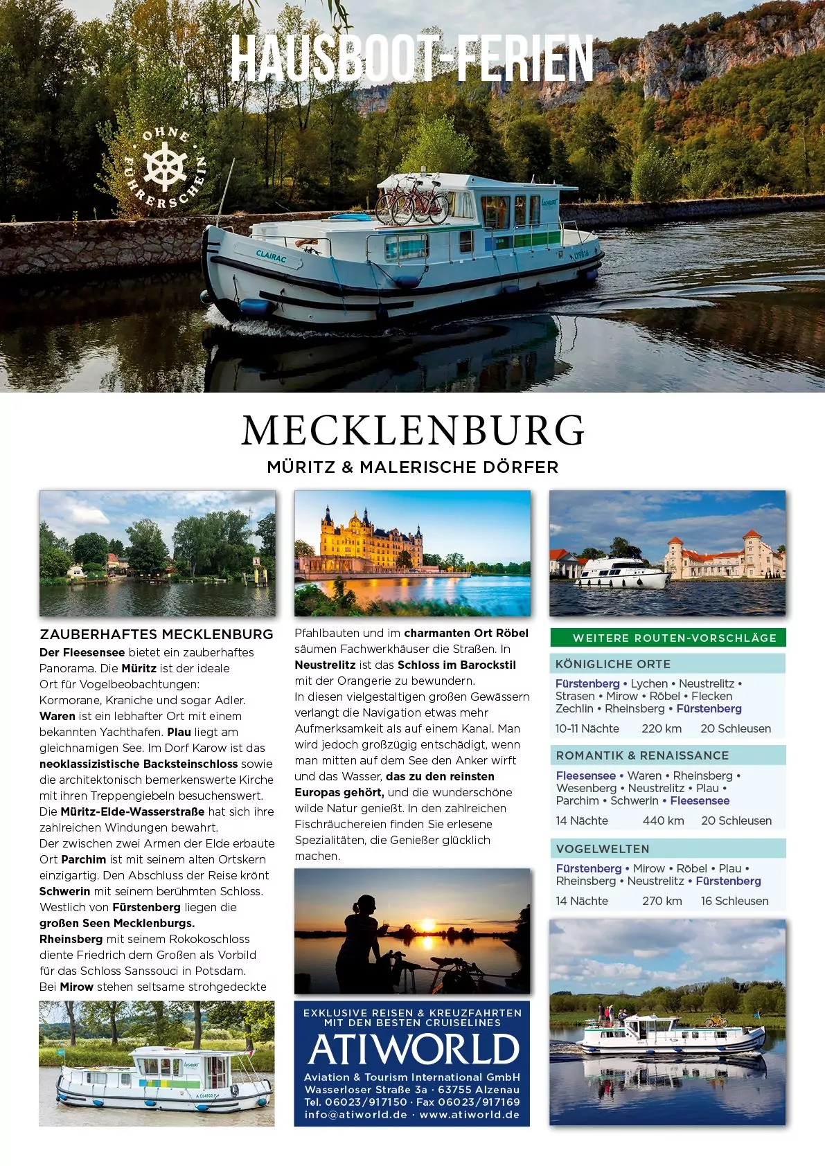 Hausboot Ferien ohne Führerschein in Mecklenburg