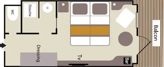 Suitenplan Deluxe Kabineauf der Luxuskreuzfahrtyacht L'Austral der Reederei Ponant