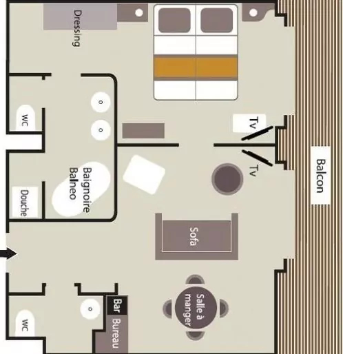 Suitenplan Owner Suite auf der Luxuskreuzfahrtyacht L'Austral der Reederei Ponant