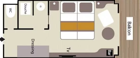 Suitenplan Prestige Kabine auf der Luxuskreuzfahrtyacht L'Austral der Reederei Ponant