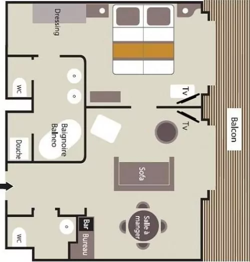 Suitenplan der Owner auf der Luxuskreuzfahrtyacht Le Soleal der Reederei Ponant