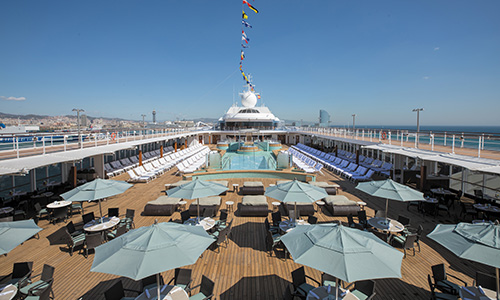 Seven Seas Mariner Pooldeck auf dem Luxuskreuzfahrtschiff