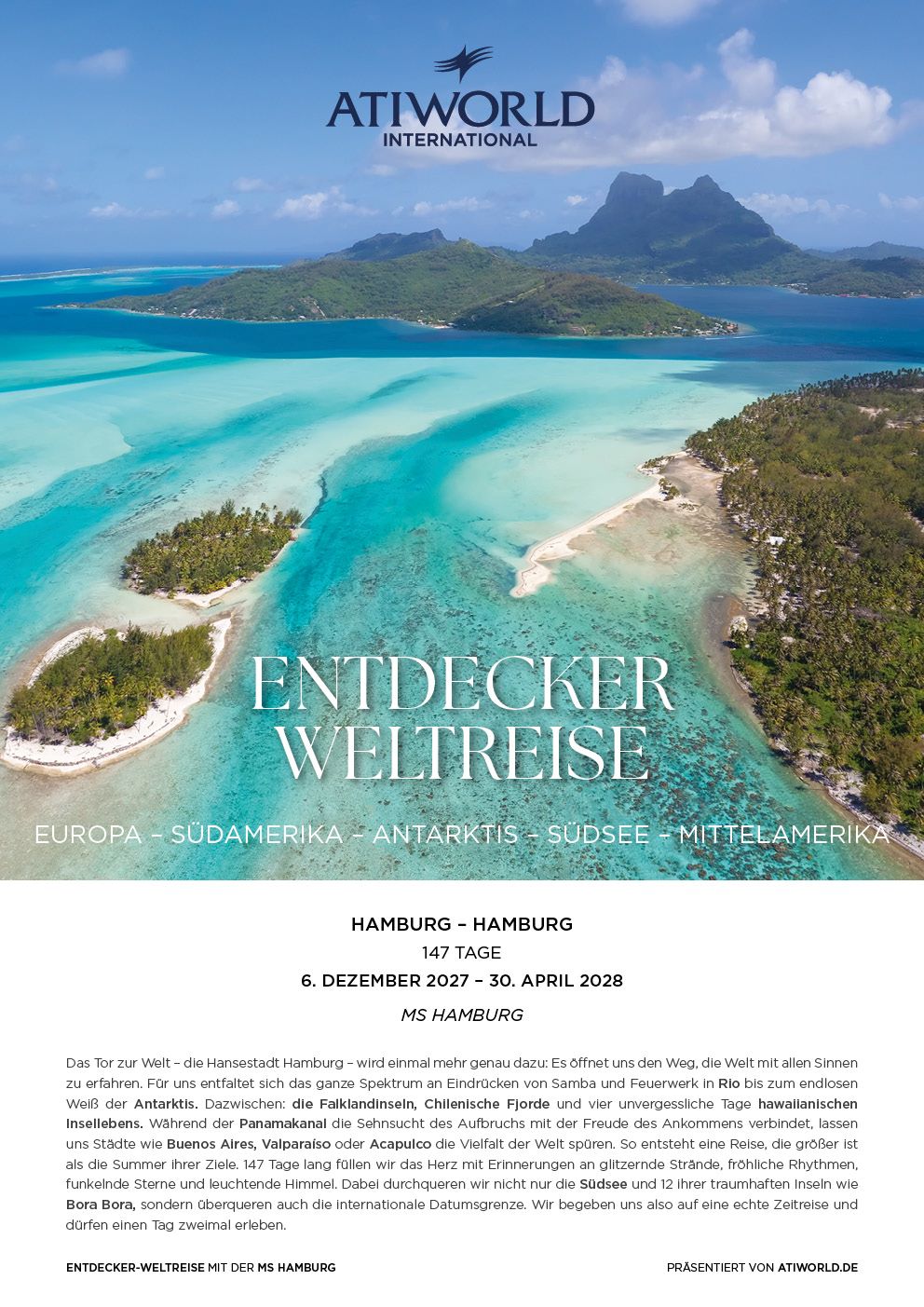 Entdecker Weltreise Kreuzfahrt mit MS Hamburg