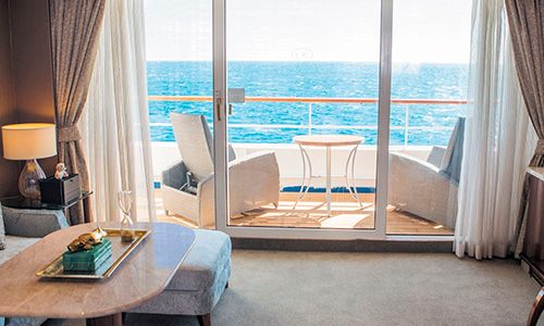 Private Veranda Penthouse Suite auf dem Luxuskreuzfahrtschiff Seven Seas Mariner