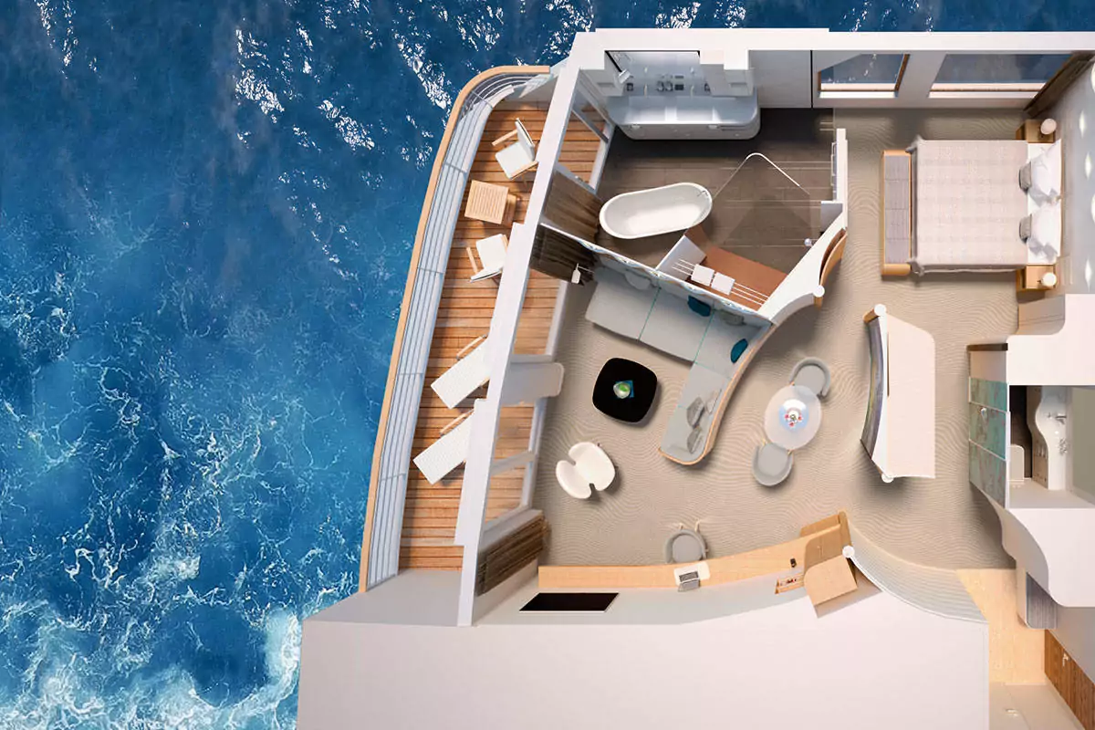 Suitenplan Grand Suite auf dem Luxusexpeditionsschiff HANSEATIC nature der Reederei Hapag Lloyd