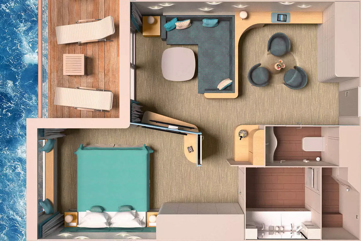 Suitenplan Junior Suite auf dem Luxusexpeditionsschiff HANSEATIC nature der Reederei Hapag Lloyd
