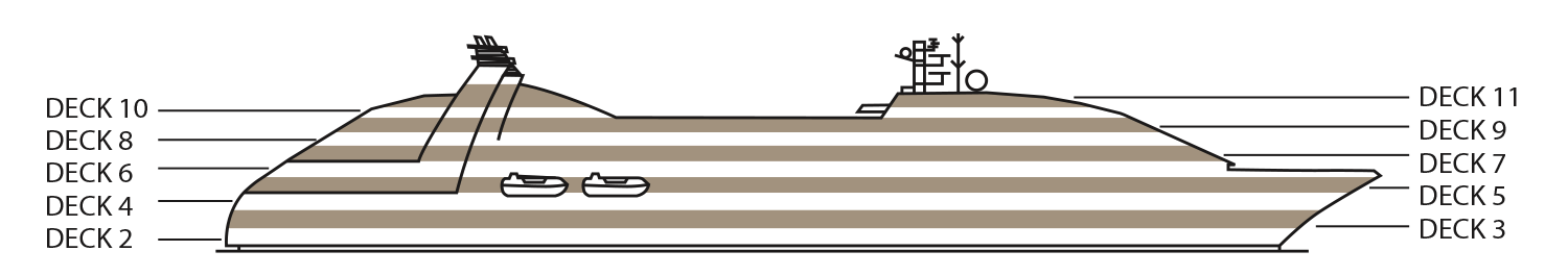 Decks Strichzeichnung Seabourn Odyssey, Seabourn Sojourn, Seabourn Quest