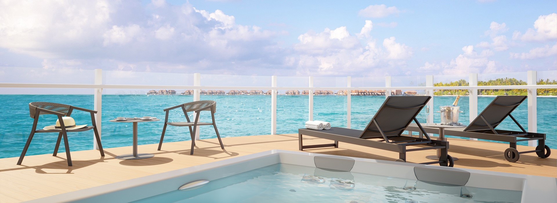 Jacuzzi auf Terrasse Otium Suite mit Blick aufs Meer
