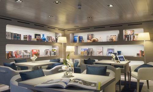 Bibliothek auf der Luxuskreuzfahrtyacht L'Austral der Reederei Ponant