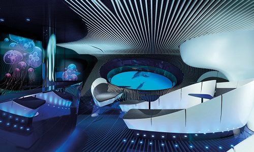 Unterwasser Lounge Blue Eye auf dem Ponant Expeditionsschiff Le Bellot