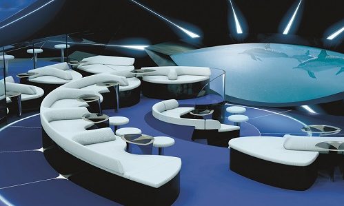 Unterwasser Lounge Blue Eye auf dem Luxusexpeditionsschiff Ponant Le Dumont-d'Urville
