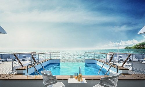 Pool auf dem Ponant LuxusKreuzfahrtschiff Le Jacques-Cartier