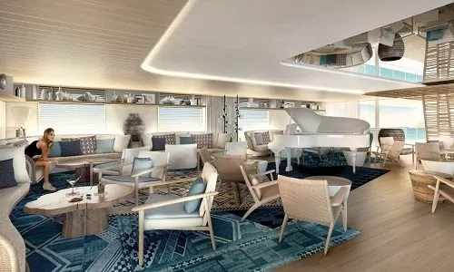 Main Lounge mit Piano auf dem Ponant LuxusKreuzfahrtschiff Le Jacques-Cartier