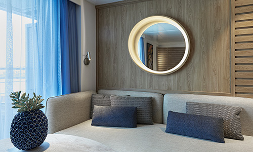 Sitzbereich Privilege Suite auf dem Luxus Expeditionskreuzfahrtschiff Le Laperouse der Reederei Ponant