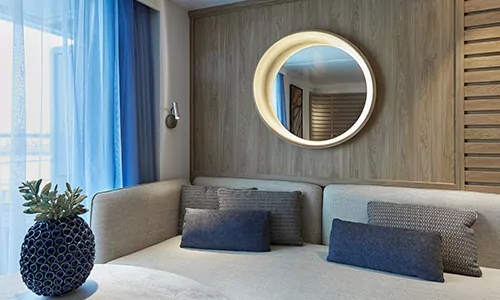 Sitzbereich Privilege Suite auf dem Luxus Expeditionskreuzfahrtschiff Le Laperouse der Reederei Ponant