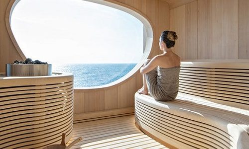 Sauna im Spa an Bord des Ponant Luxusexpeditionsschiffes Le Bougainville