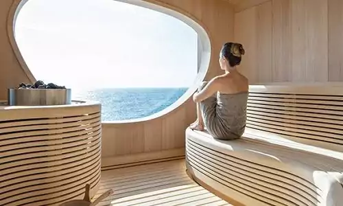 Sauna im Spa an Bord des Ponant Luxusexpeditionsschiffes Le Bougainville